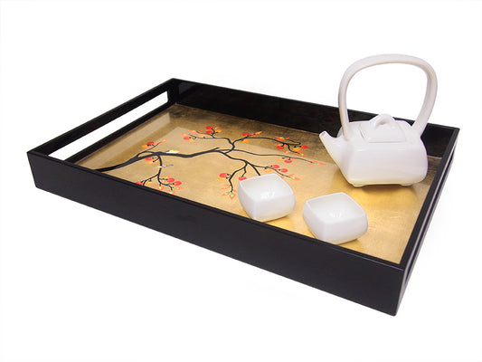 Rectangle Serving Tray, Persimmons & Birds