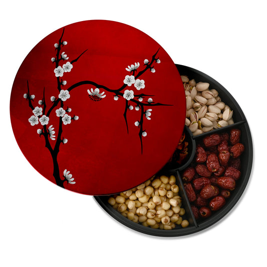 Eight Treasures Box, Round(L), Cherry Blossom - Qua | Distinctive Gifts