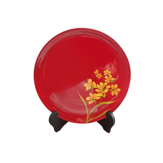 Display Plate with Stand, Round, Orchid