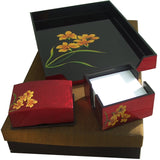 Desk Set D (In-Tray, Business Card Box & Notelet Holder) - Orchid