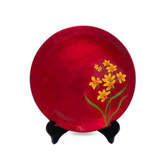 Display Plate with Stand, Round, Orchid