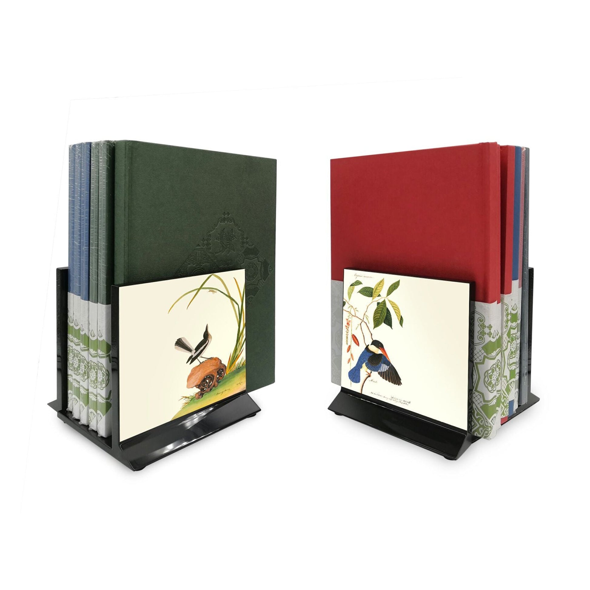 Bookend , Set of 2, William Farquhar (Kingfisher/Magpie Robin) - Qua | Distinctive Gifts