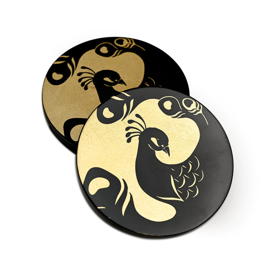 Coaster Set of 4, The Golden Peacock - Qua | Distinctive Gifts