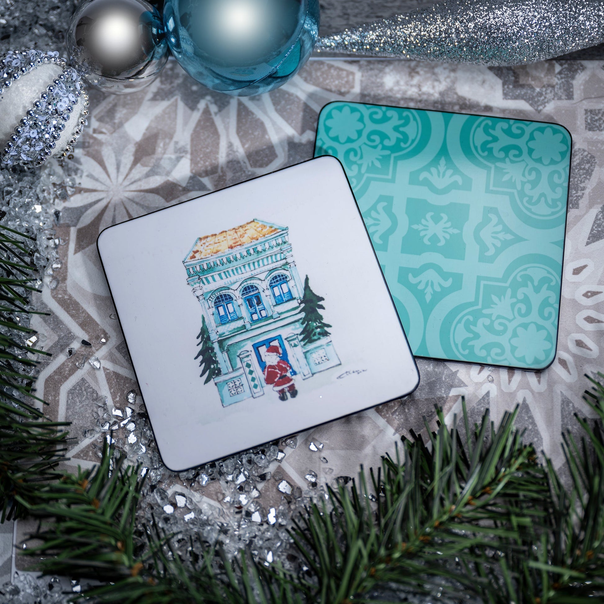 Coaster Set of 5, A Singapore Christmas Trail - Qua | Distinctive Gifts