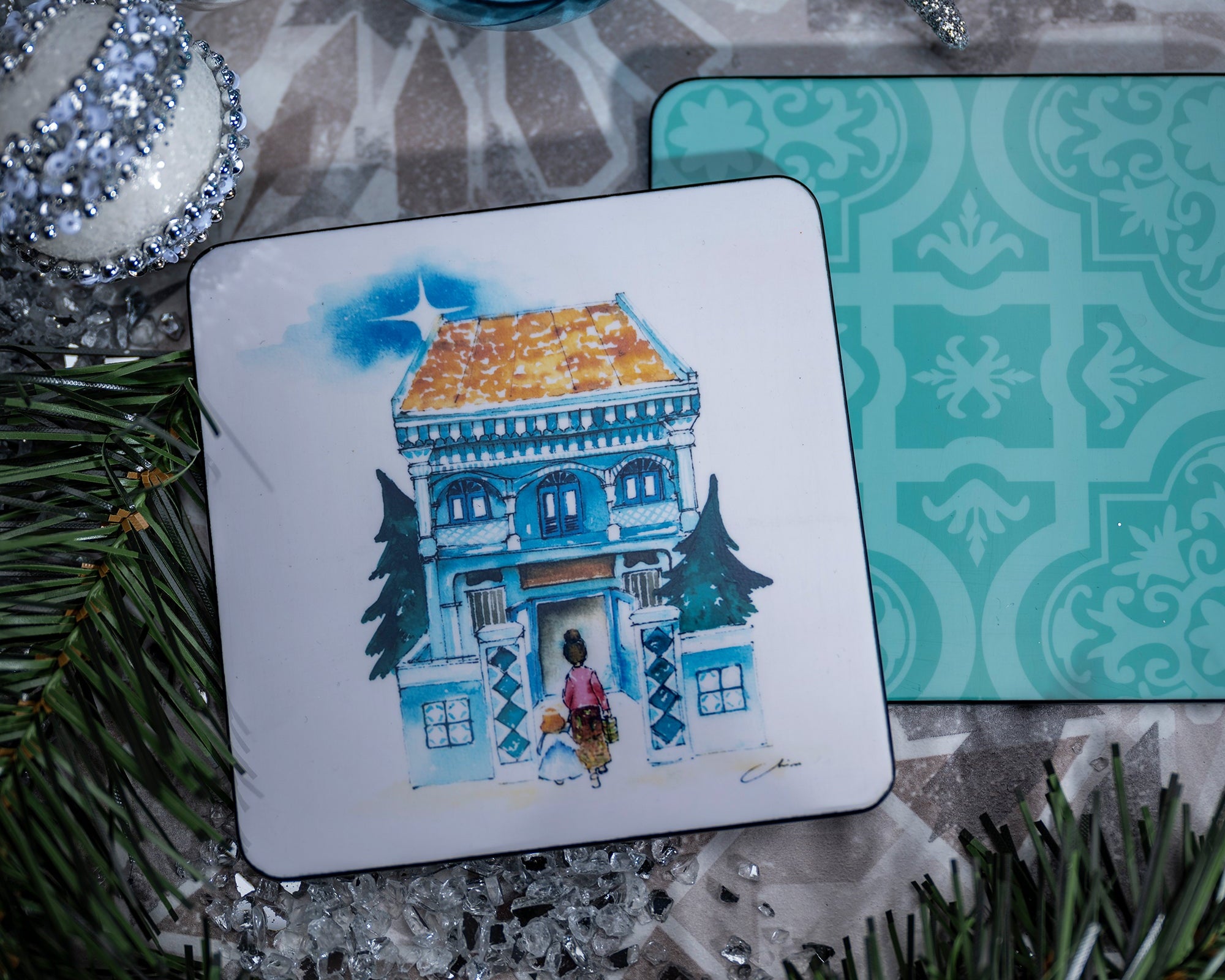 Coaster Set of 5, A Singapore Christmas Trail - Qua | Distinctive Gifts