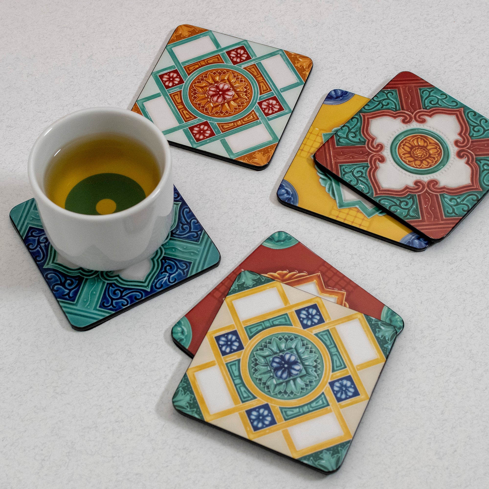 Coasters, Set of 6, Ivory Nyonya - Qua | Distinctive Gifts