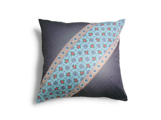 Cushion Cover, Peranakan (Dark Charcoal) - Qua | Distinctive Gifts