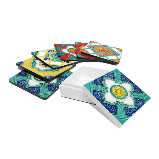 Desk Accessories B (Coaster, Set of 6 & Square Box) - Ivory Nyonya