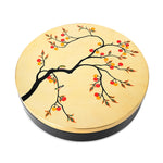 Eight Treasures Box, Round (L), Persimmons & Birds - Qua | Distinctive Gifts