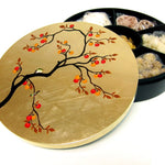 Eight Treasures Box, Round (L), Persimmons & Birds - Qua | Distinctive Gifts