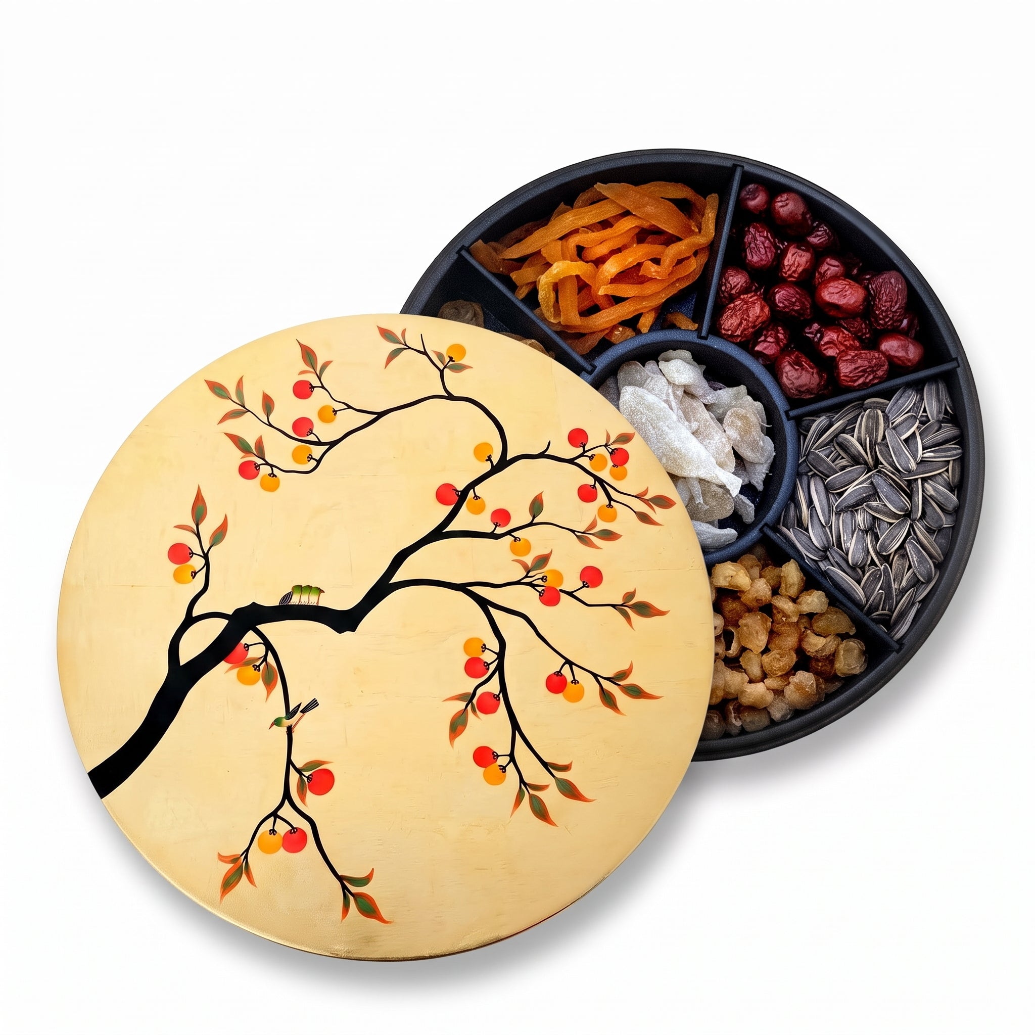Eight Treasures Box (L) - Persimmons & Birds - Qua | Distinctive Gifts