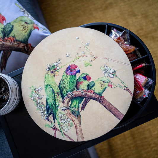 Goodie Box, Round, Pathlight Artist Showcase (Artwork by Selena Seow - Birds) - Qua | Distinctive Gifts