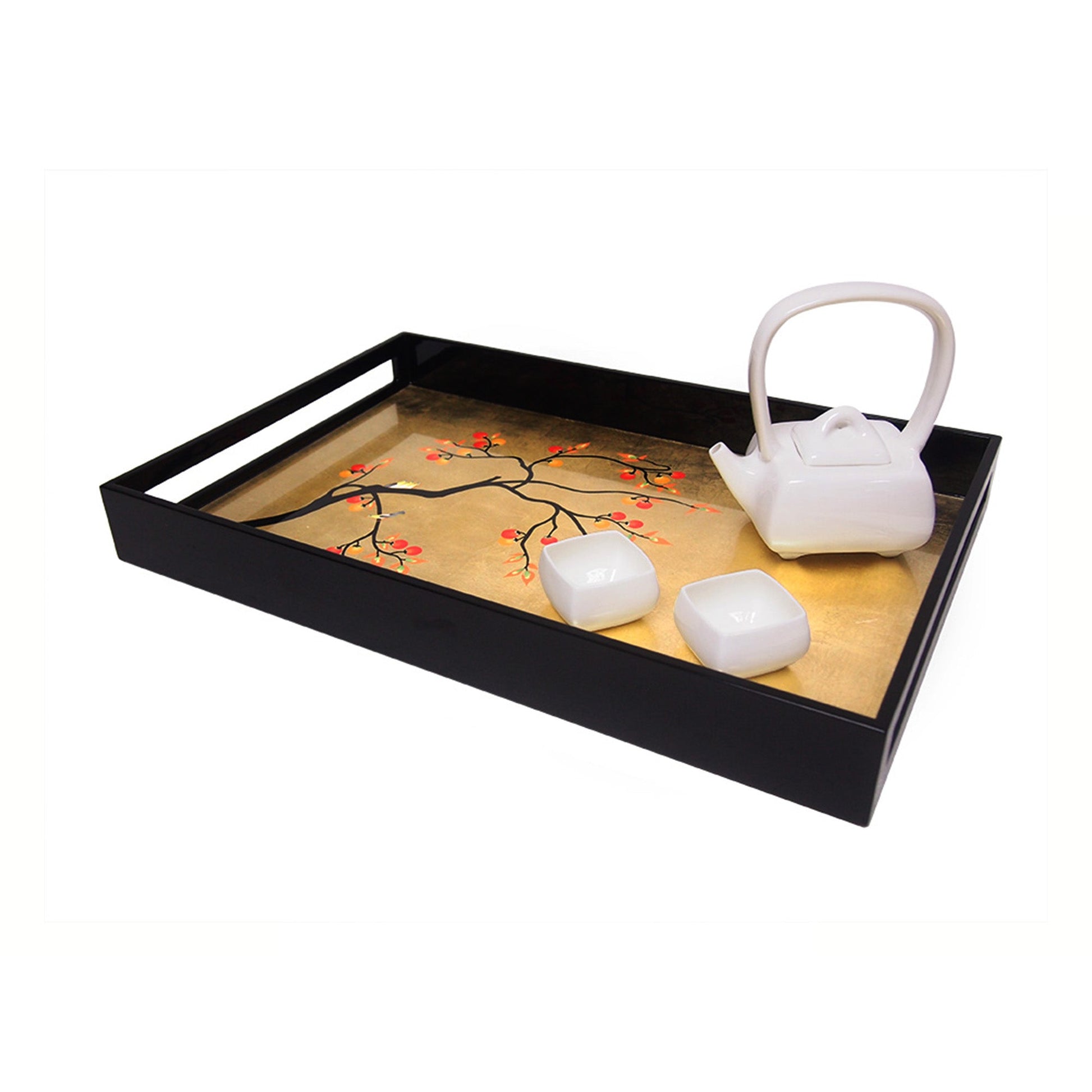 Rectangle Serving Tray, Persimmons & Birds - Qua | Distinctive Gifts