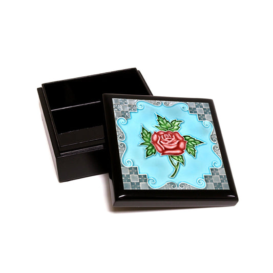 Trinket Box, Peranakan (Red Rose) - Qua | Distinctive Gifts