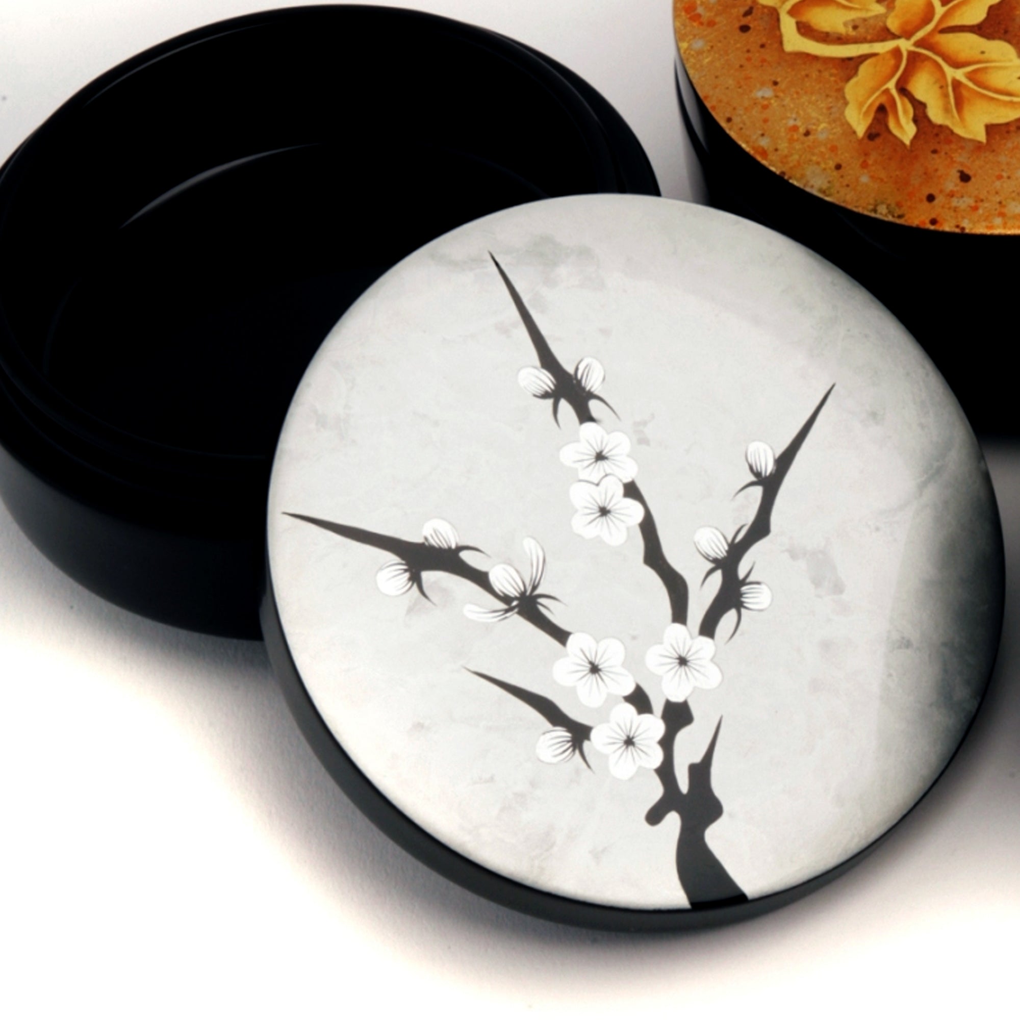 Trinket Box (Round), Cherry Blossom - Qua | Distinctive Gifts