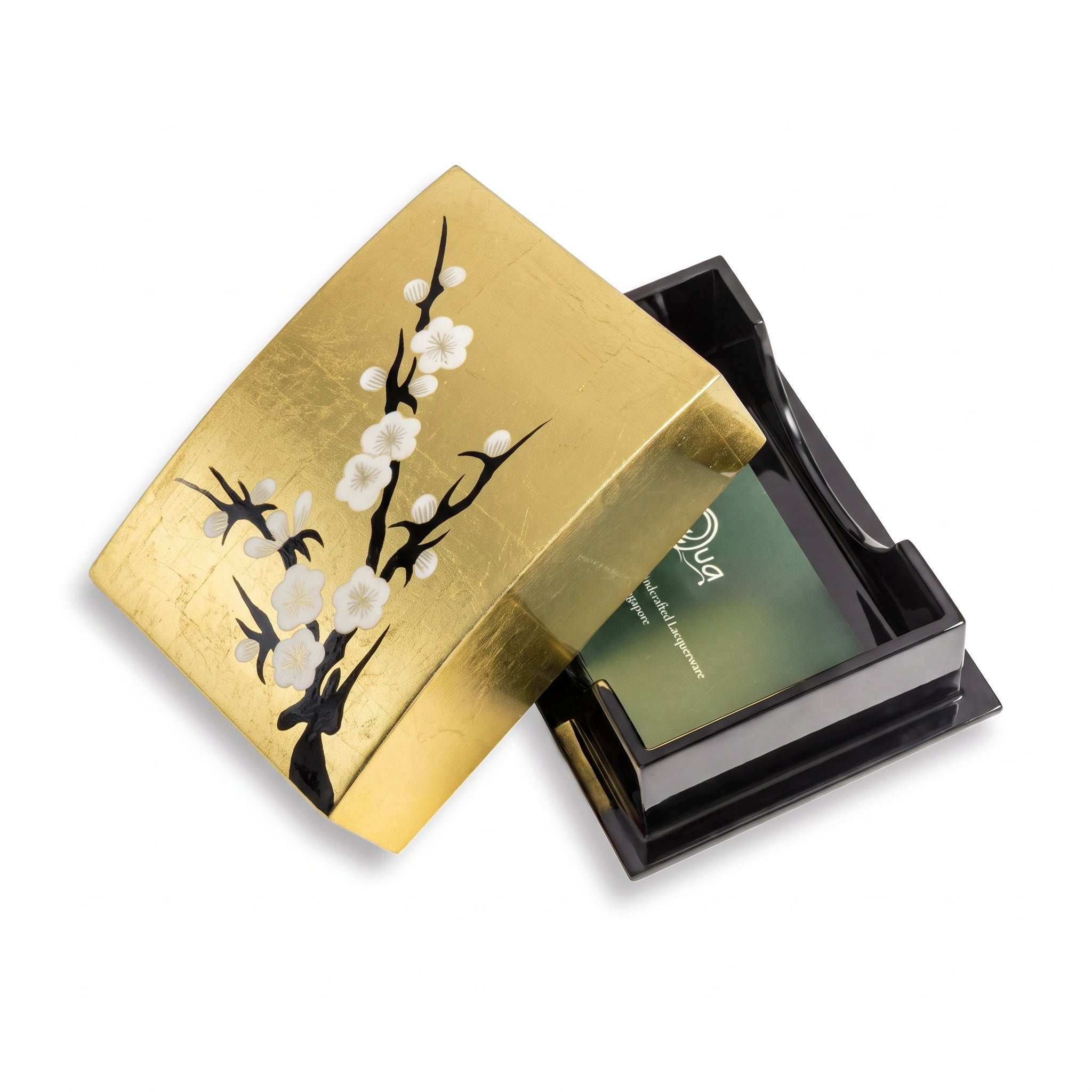 Business Card Box (Silver/Red/Gold) - Cherry Blossom - Qua | Distinctive Gifts