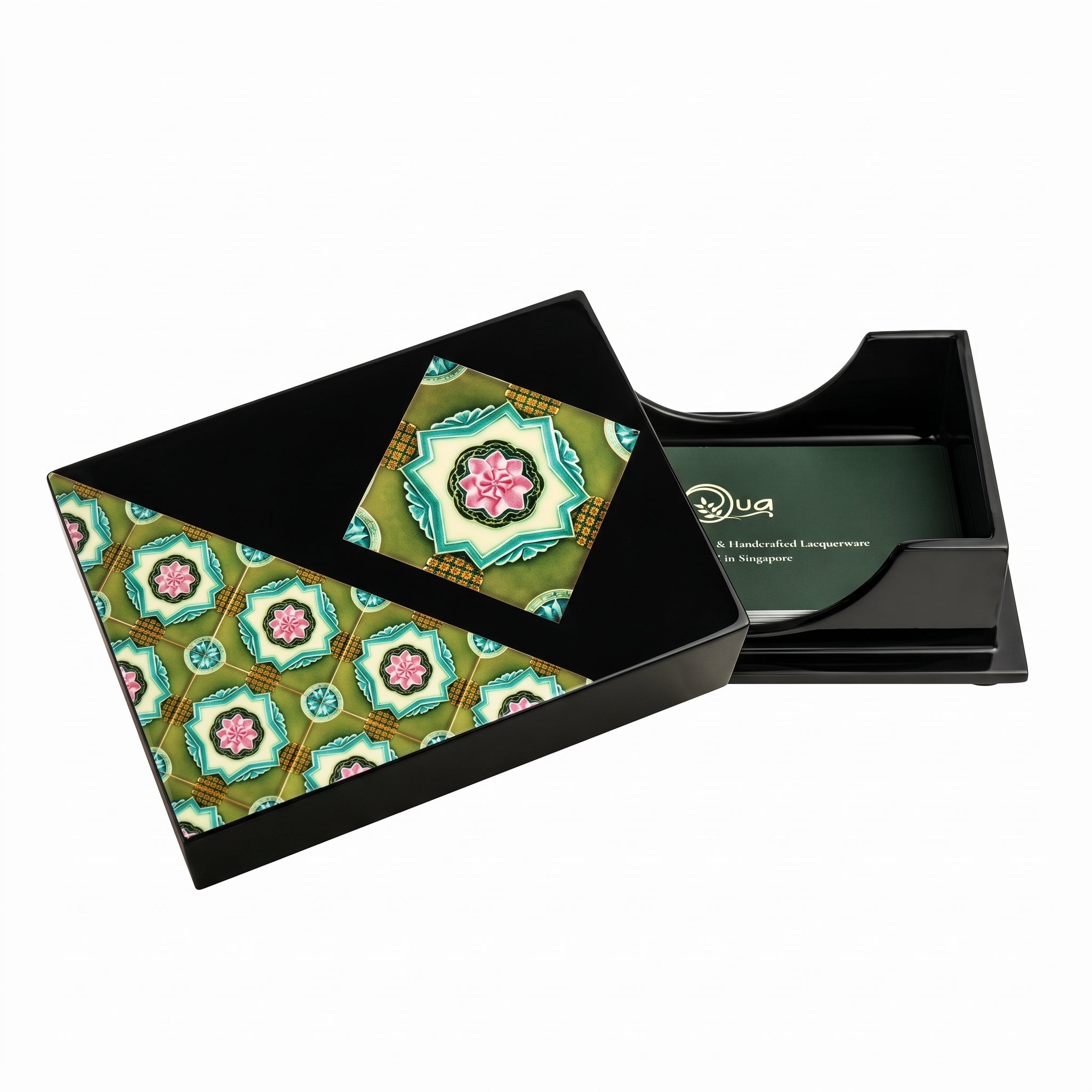 Business Card Box, Peranakan (Pink Lily) - Qua | Distinctive Gifts