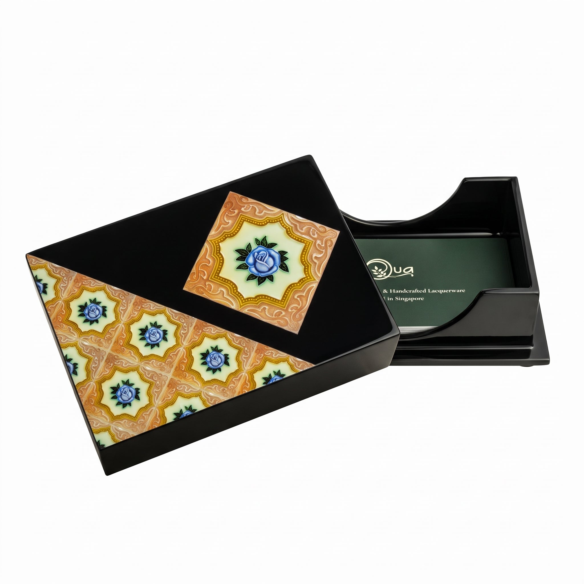 Business Card Box, Peranakan (Purple Rose) - Qua | Distinctive Gifts