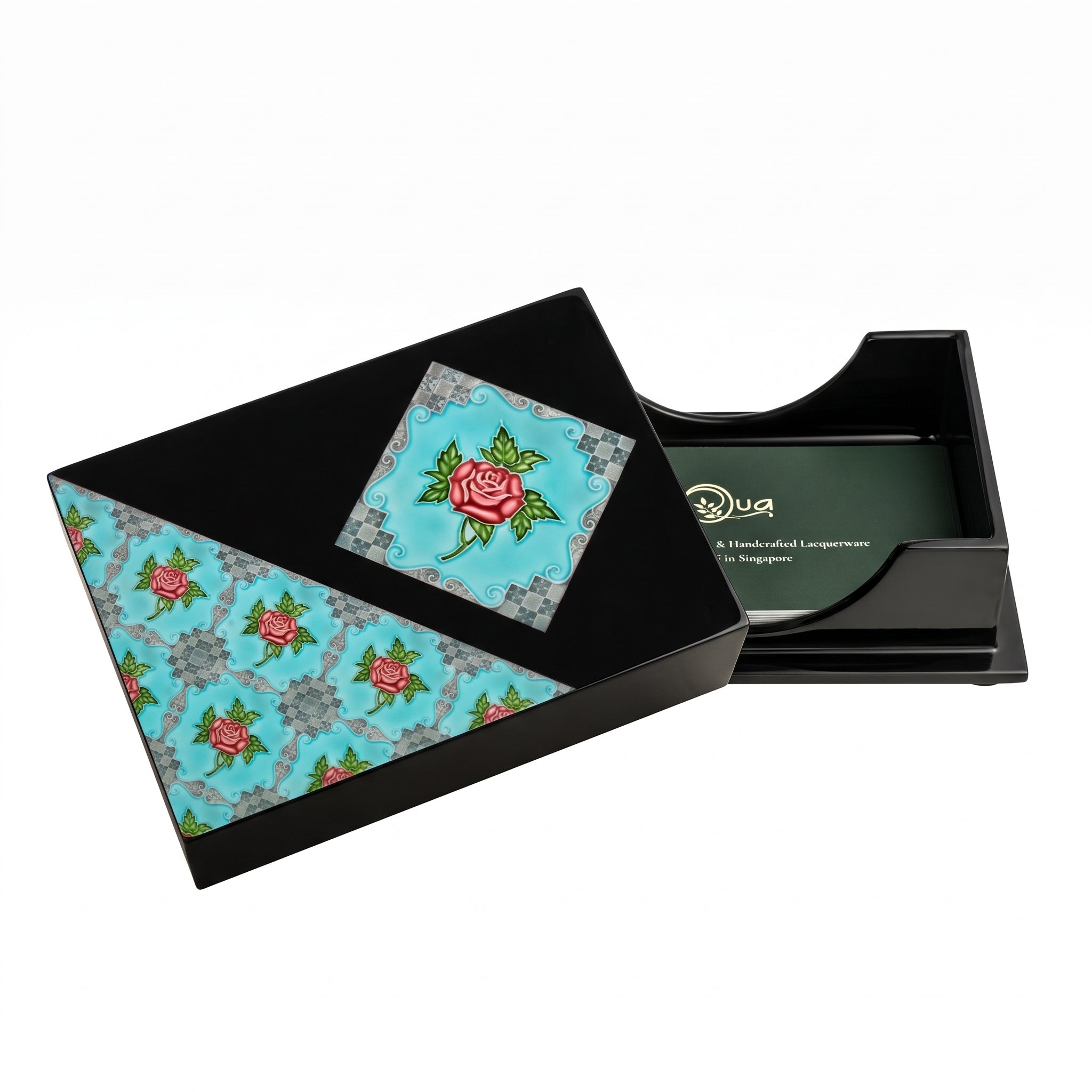 Business Card Box, Peranakan (Red Rose) - Qua | Distinctive Gifts