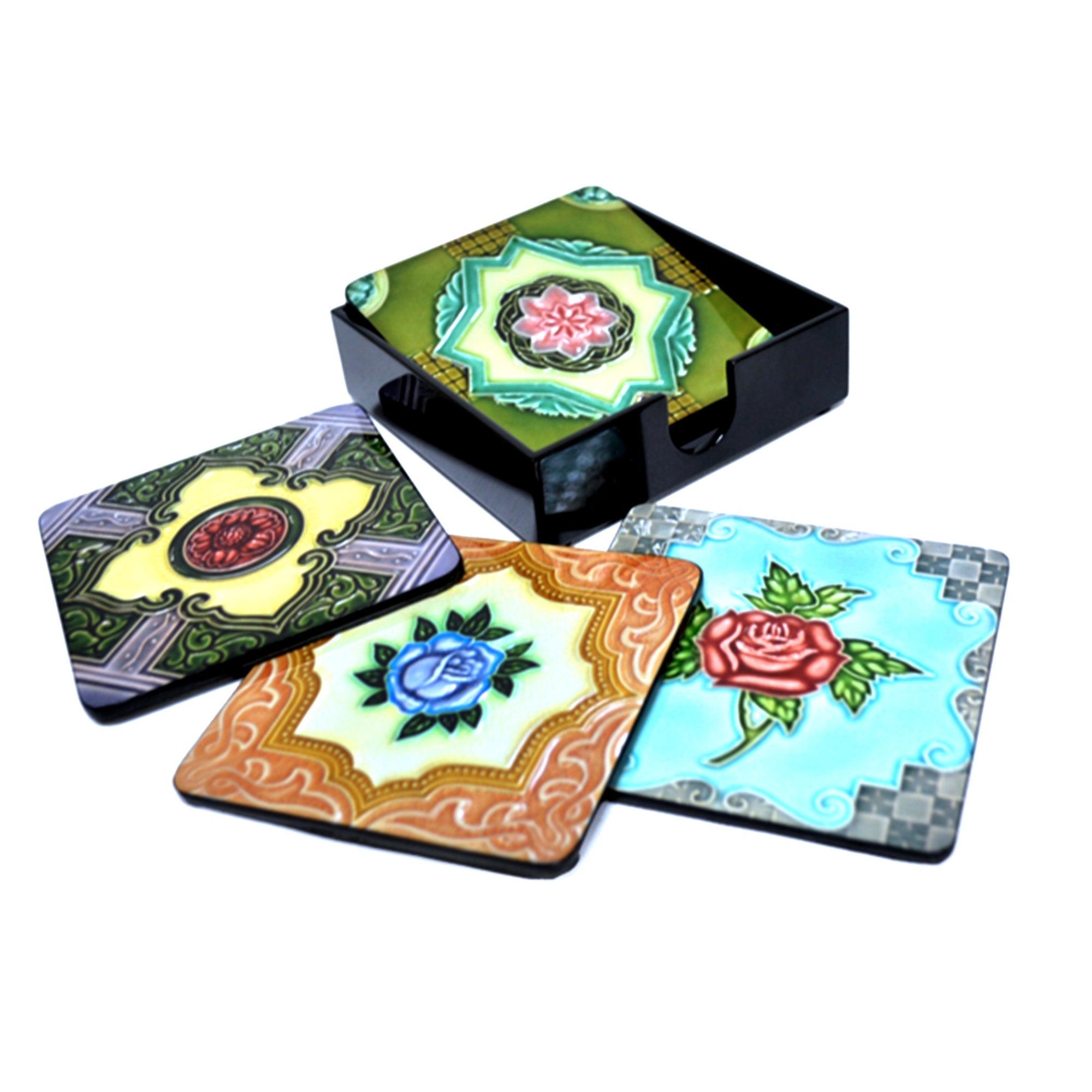 Coasters, Set of 4, Peranakan - Qua | Distinctive Gifts