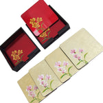 Desk Accessories B (Coaster, Set of 4 & Square Box) - Orchid - Qua | Distinctive Gifts