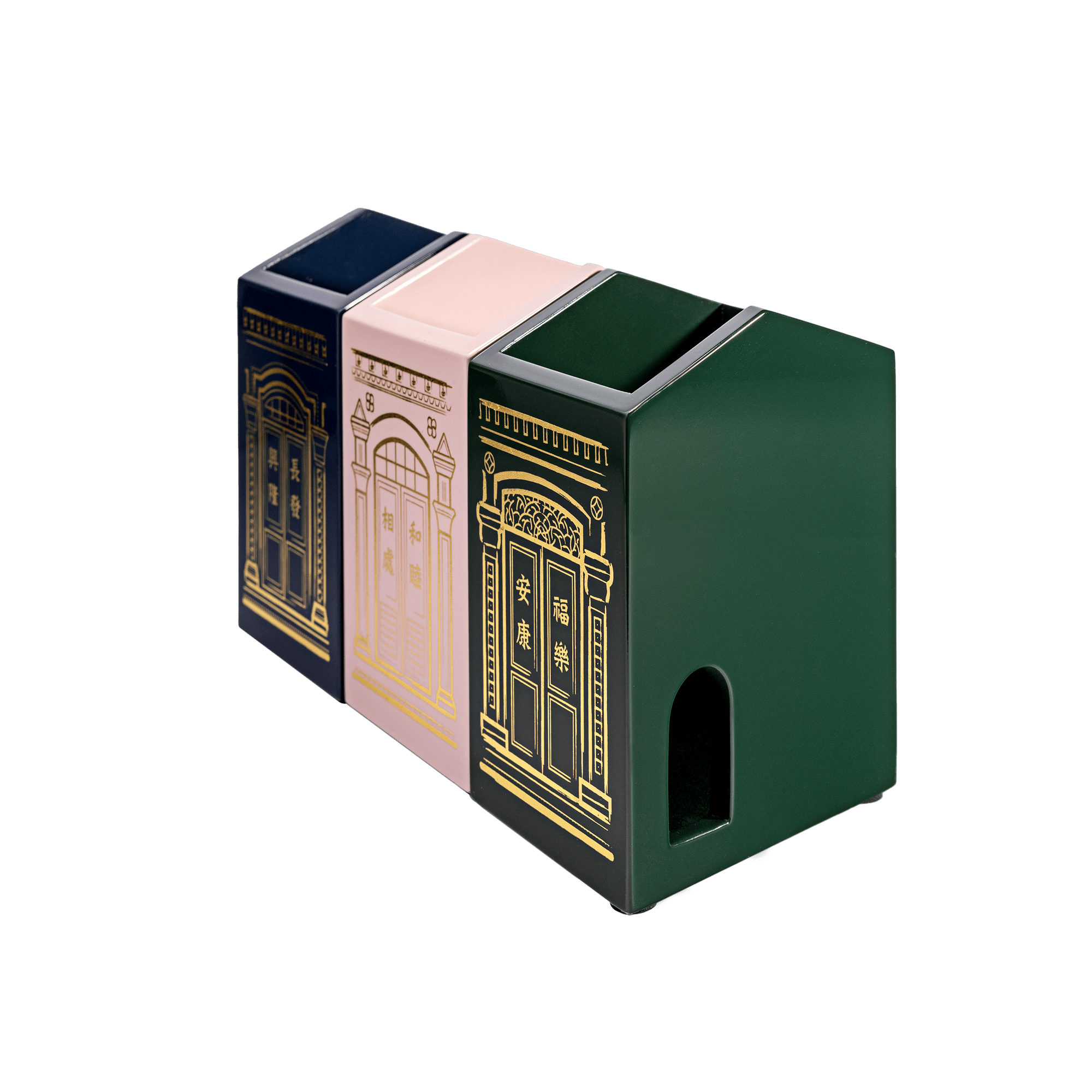 Desk Organiser, Set of 3 - Shophouse Blessings - Qua | Distinctive Gifts
