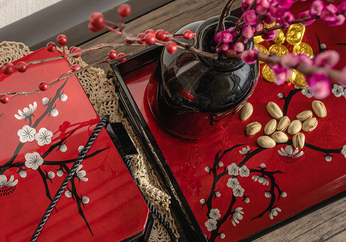 Rectangle Serving Tray, Cherry Blossom - Qua | Distinctive Gifts