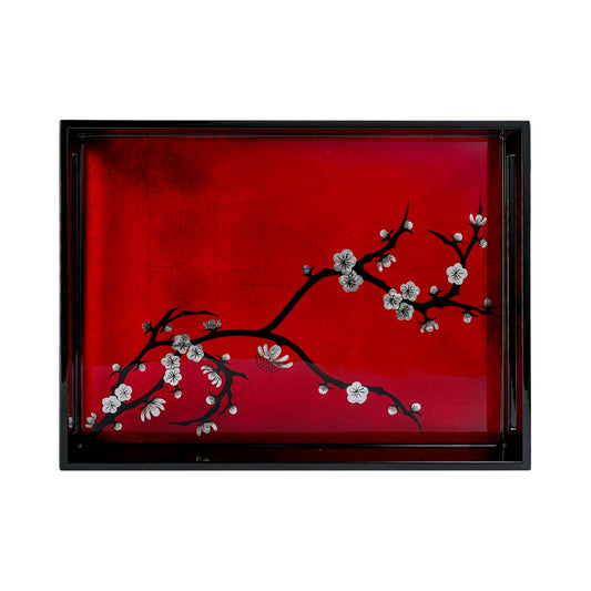 Rectangle Serving Tray, Cherry Blossom - Qua | Distinctive Gifts