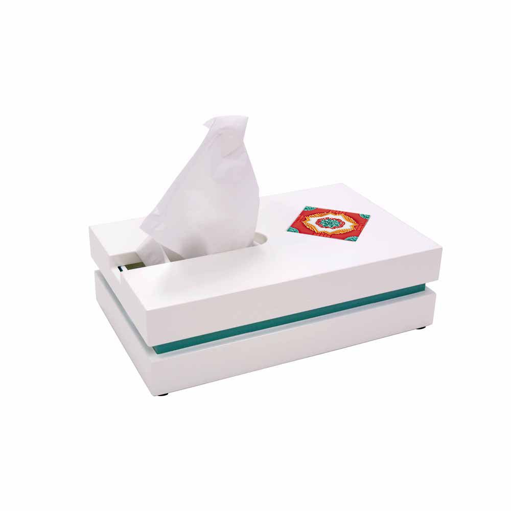 Tissue Box (Aqua Lily), Ivory Nyonya - Qua | Distinctive Gifts